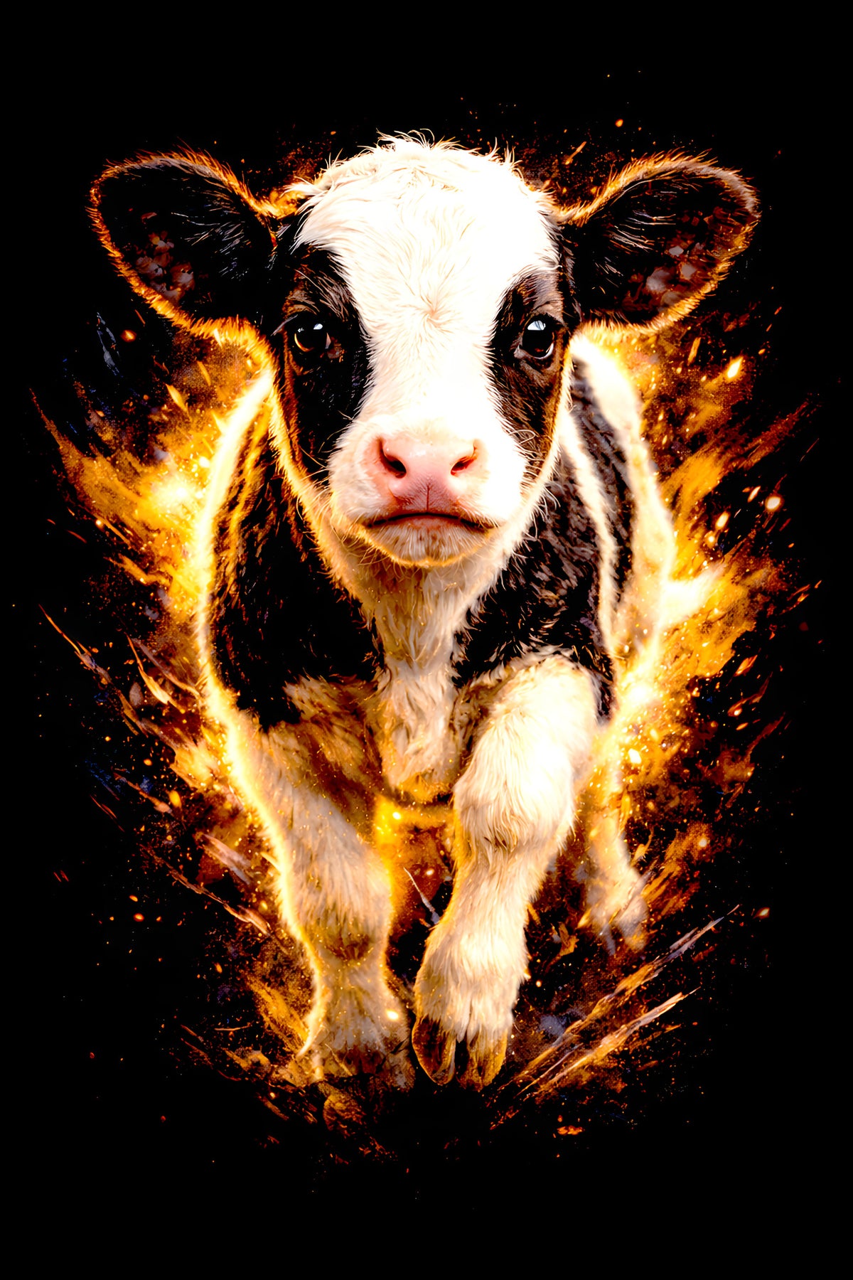 Black and White Calf halftone DTF transfer artwork