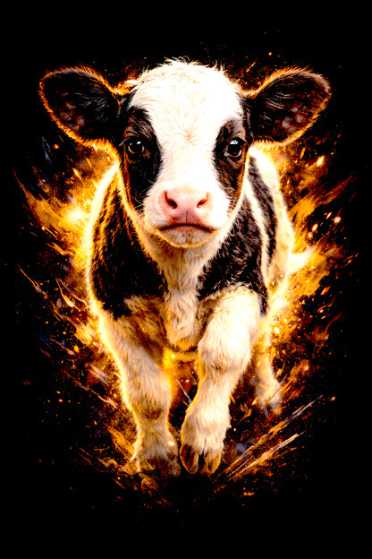 Black and White Calf halftone DTF transfer artwork