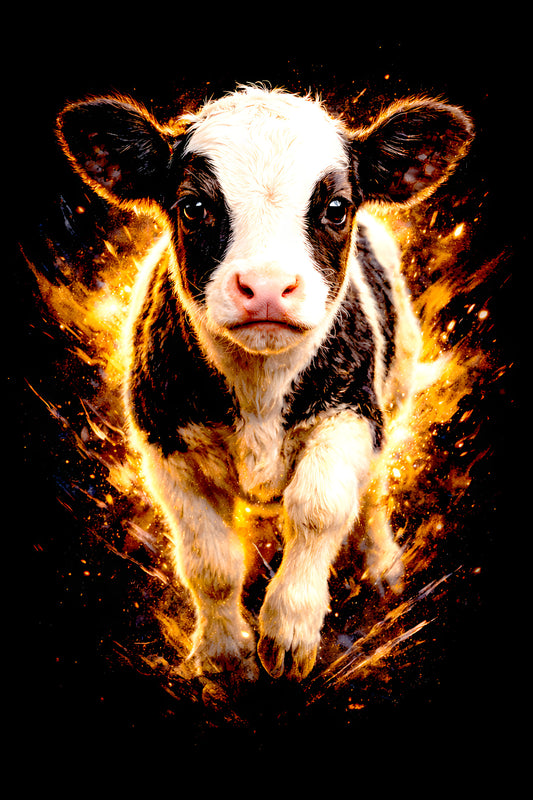 Black and White Calf halftone DTF transfer artwork