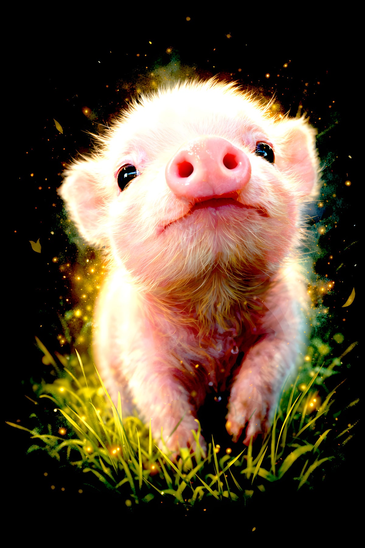 Curious Pink Piglet halftone DTF transfer artwork