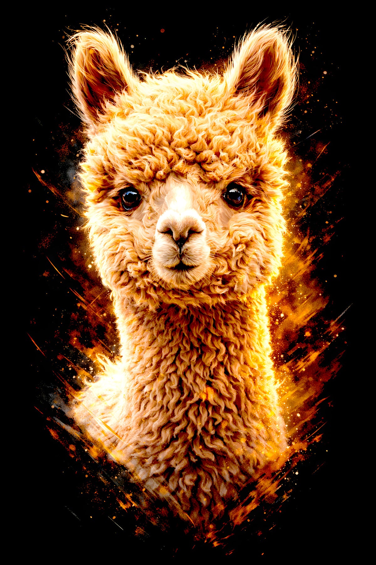 Fluffy Alpaca halftone DTF transfer artwork