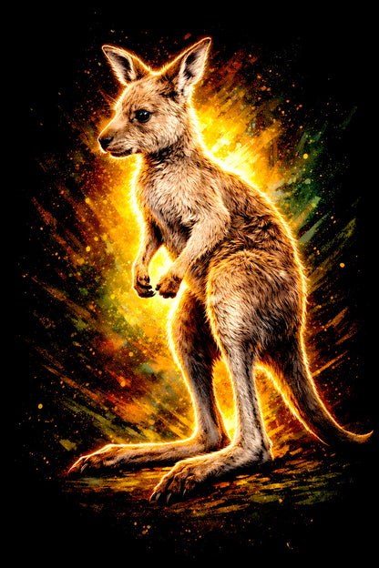 Young Kangaroo halftone DTF transfer artwork