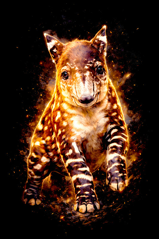 Striped Baby Tapir halftone DTF transfer artwork