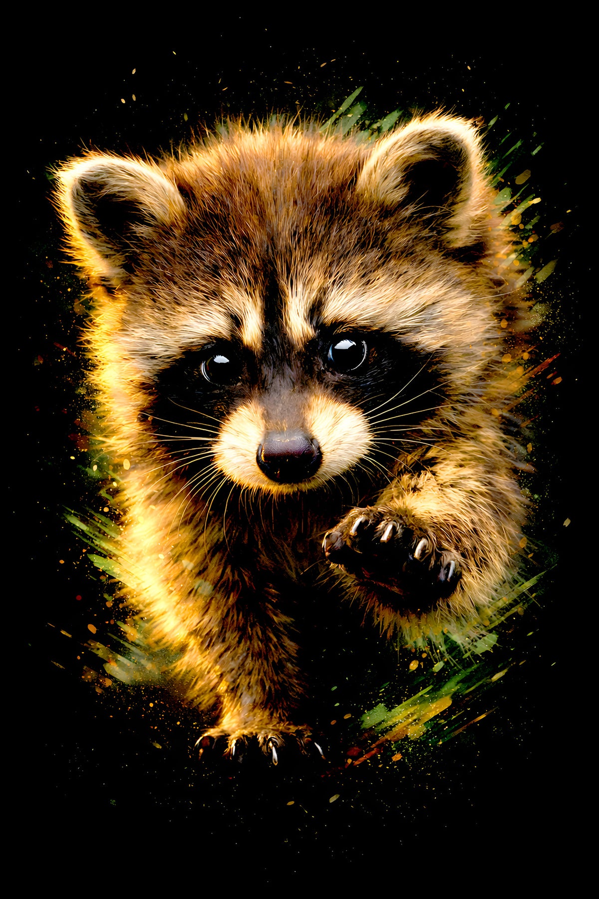 Little Raccoon halftone DTF transfer artwork