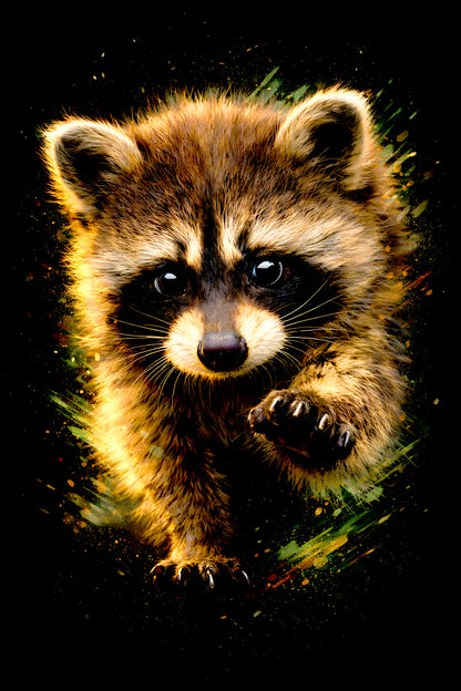Little Raccoon halftone DTF transfer artwork