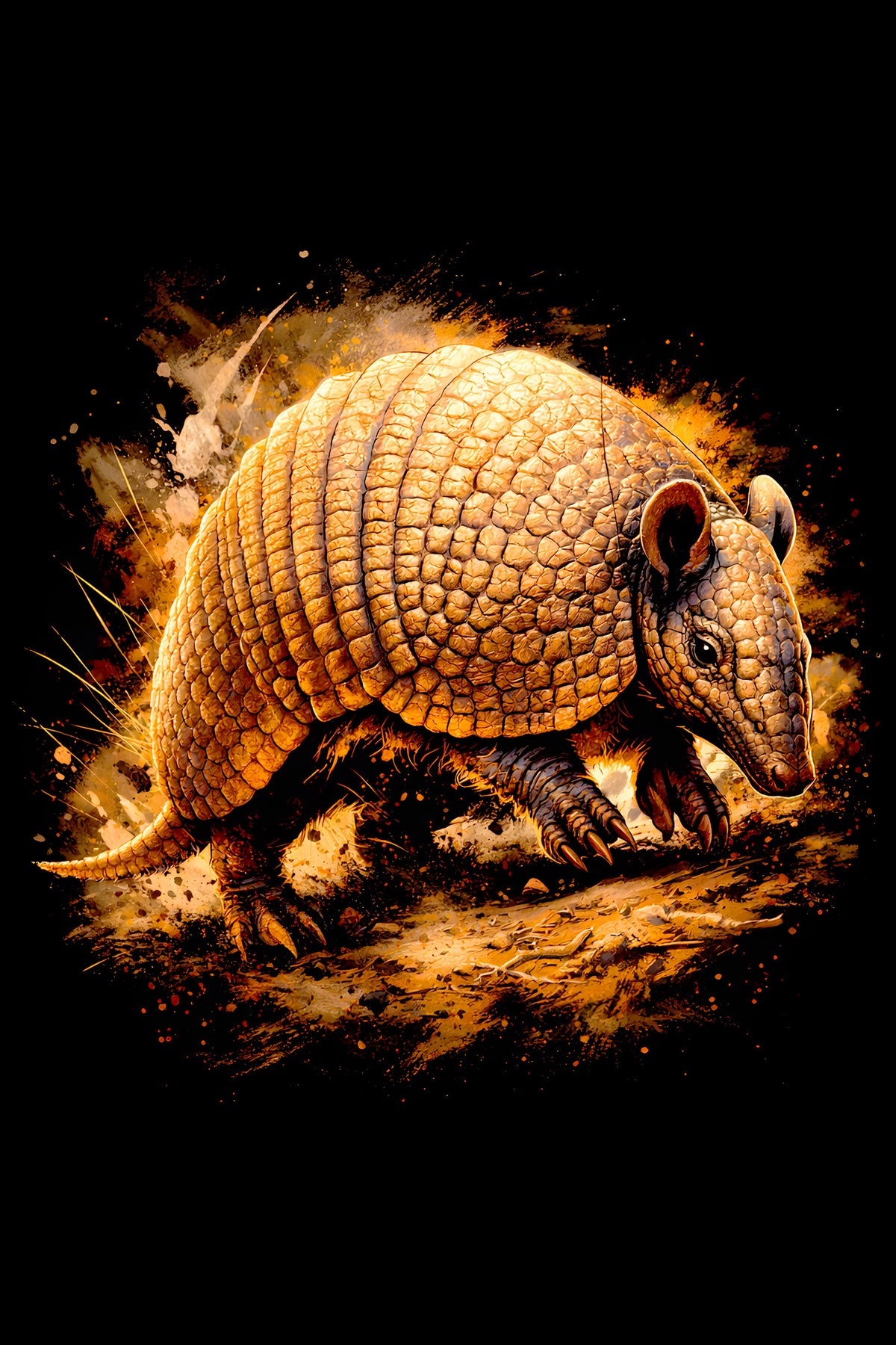 Baby Armadillo halftone DTF transfer artwork