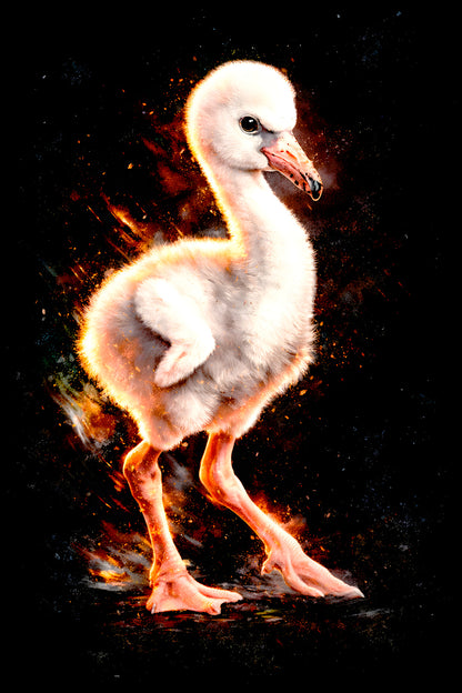 Baby Flamingo halftone DTF transfer artwork