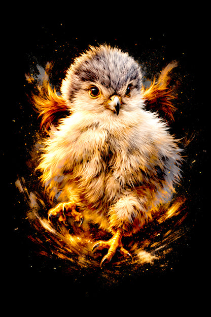 Fluffy Hawk Chick halftone DTF transfer artwork