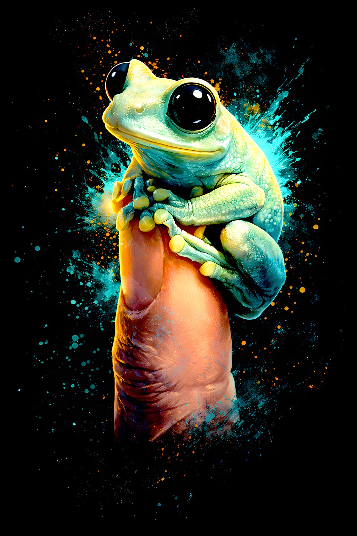 Tree Frog on a Finger halftone DTF transfer artwork