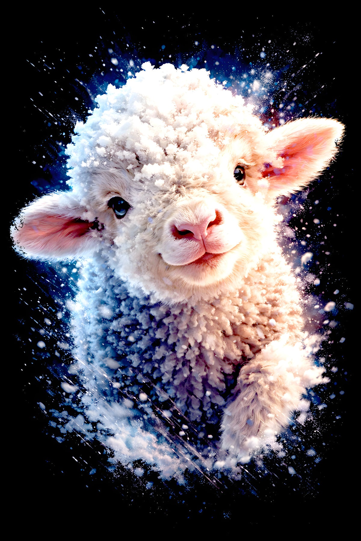 Curly White Lamb halftone DTF transfer artwork