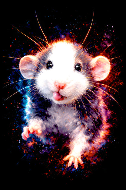 Pink-Nosed Rat halftone DTF transfer artwork