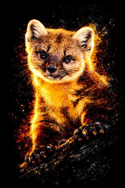 Baby Pine Marten halftone DTF transfer artwork