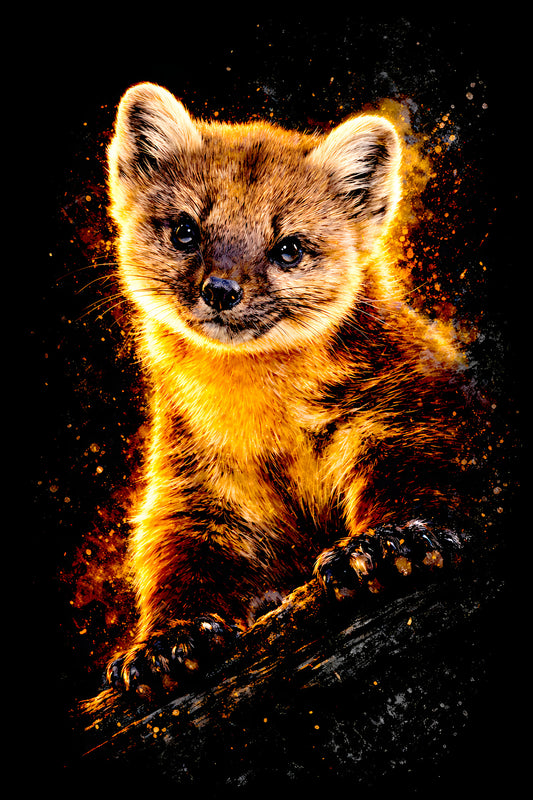 Baby Pine Marten halftone DTF transfer artwork