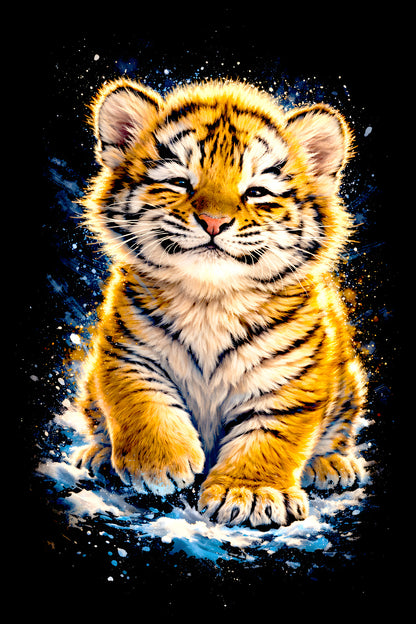 Smiling Tiger Cub halftone DTF transfer artwork