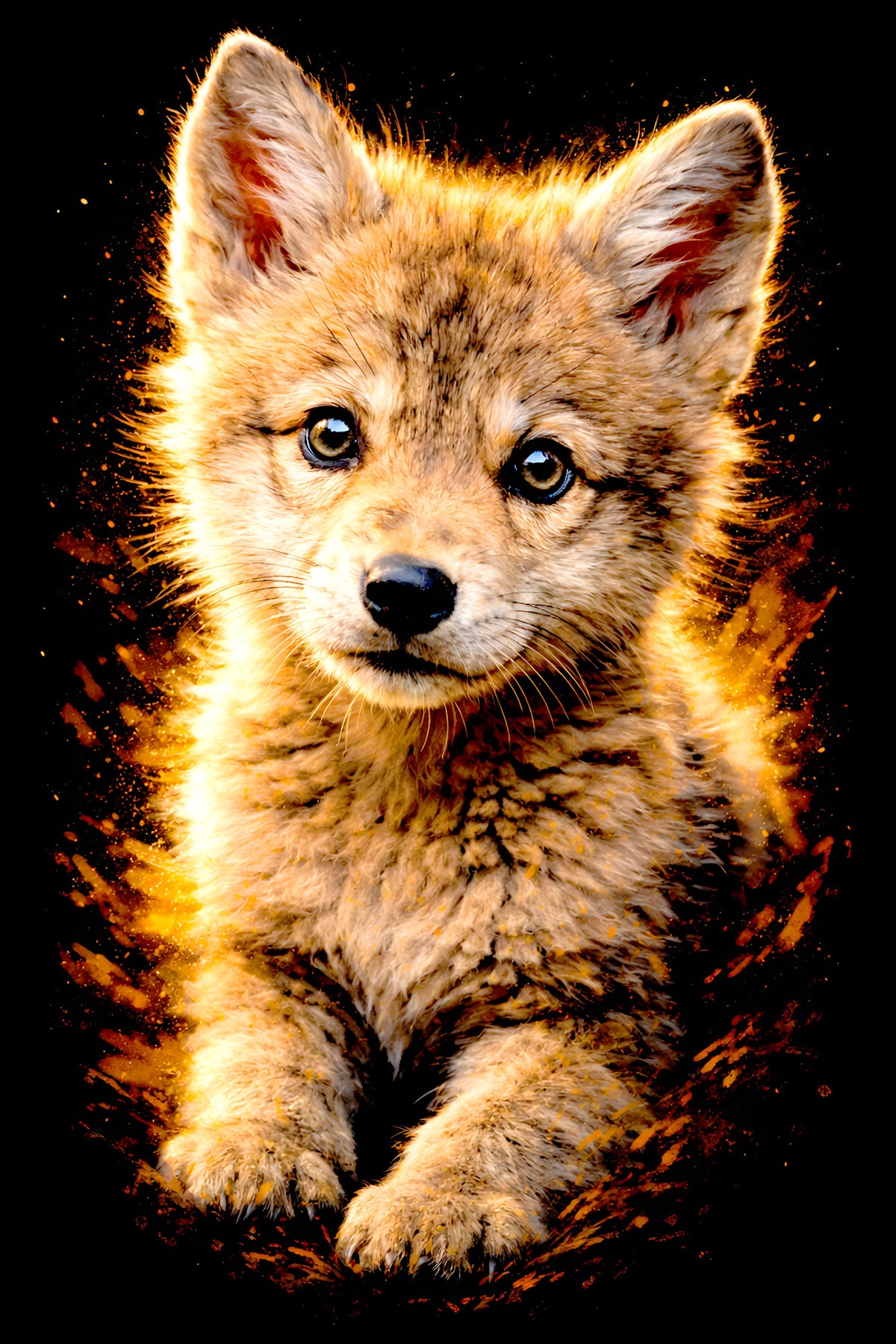 Curious Coyote Pup halftone DTF transfer artwork