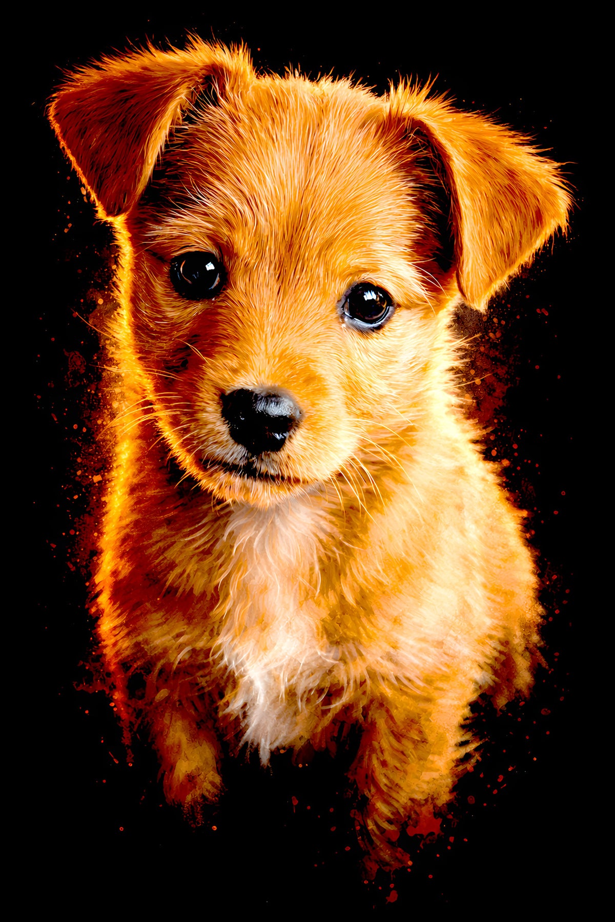 Scruffy Golden Puppy halftone DTF transfer artwork