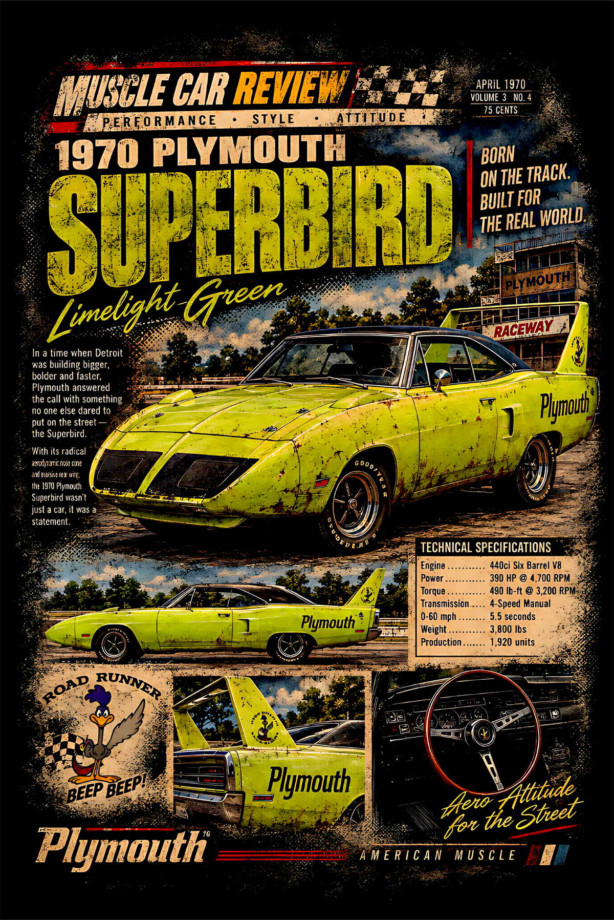1970 Plymouth Superbird - Vintage Poster - Prints best on darks