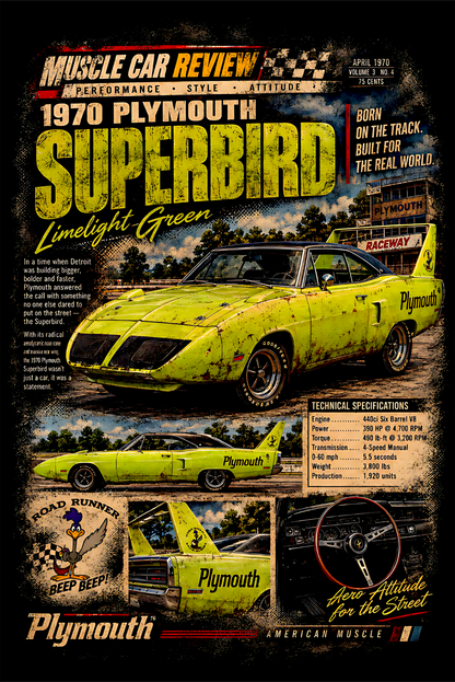 1970 Plymouth Superbird - Vintage Poster - Prints best on darks
