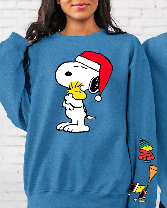 Sweatshirt Hoodie or T-Shirt Christmas Snoppy Jumbo Sleeve Offered .