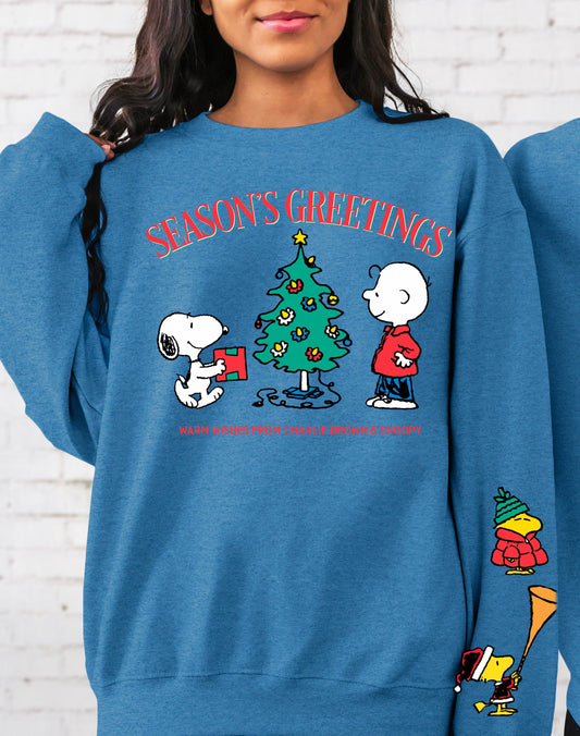 Sweatshirt Hoodie or T-Shirt  Merry Christmas Snoopy Jumbo Sleeve Offered .