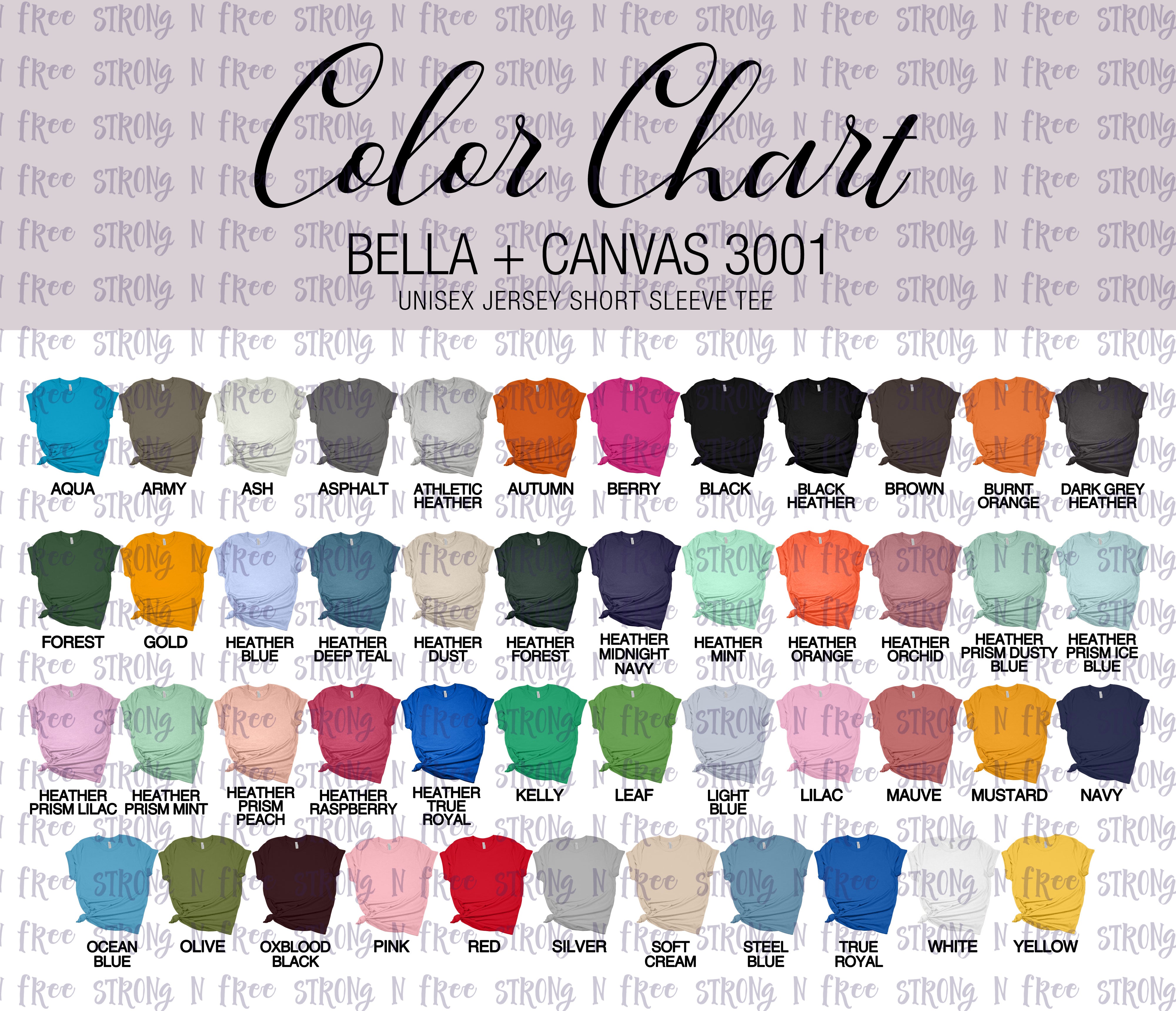 Bella Color Chart FREE Canvas 3001 – Strong N Free