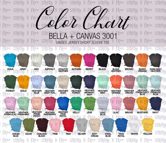 Bella Color Chart FREE Canvas 3001