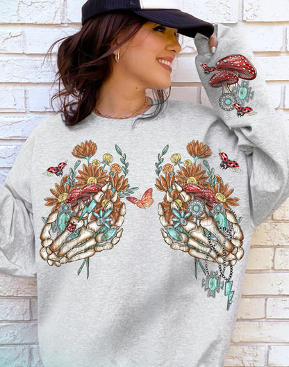 T-Shirt Or Sweatshirt Skull Hands Western Style Sleeve Print Offered .