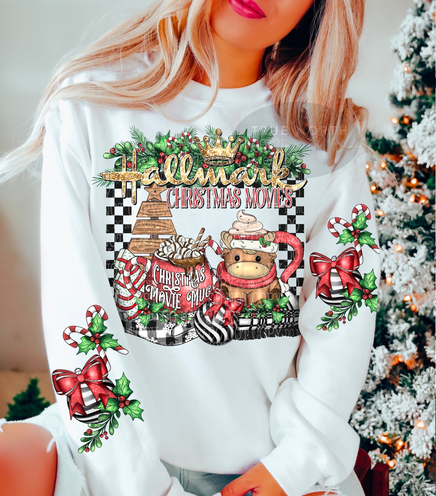 Sweatshirt or T-Shirt Christmas Hallmark Movies Sleeve & Jumbo Print .