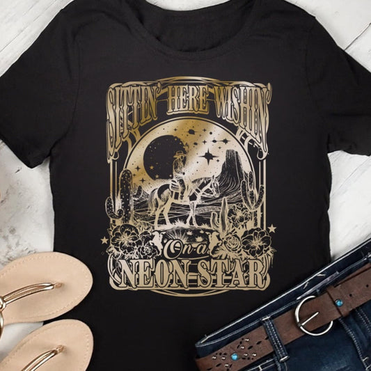 T-Shirt Or Sweatshirt Country Vintage Sitting Here Wishing On Star .