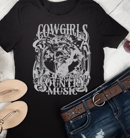 T-Shirt Or Sweatshirt Country Vintage Sitting Cowgirls
