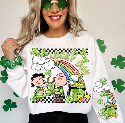 St Patricks Day Peanuts SweatshirtT-Shirt with Sleeve Option .