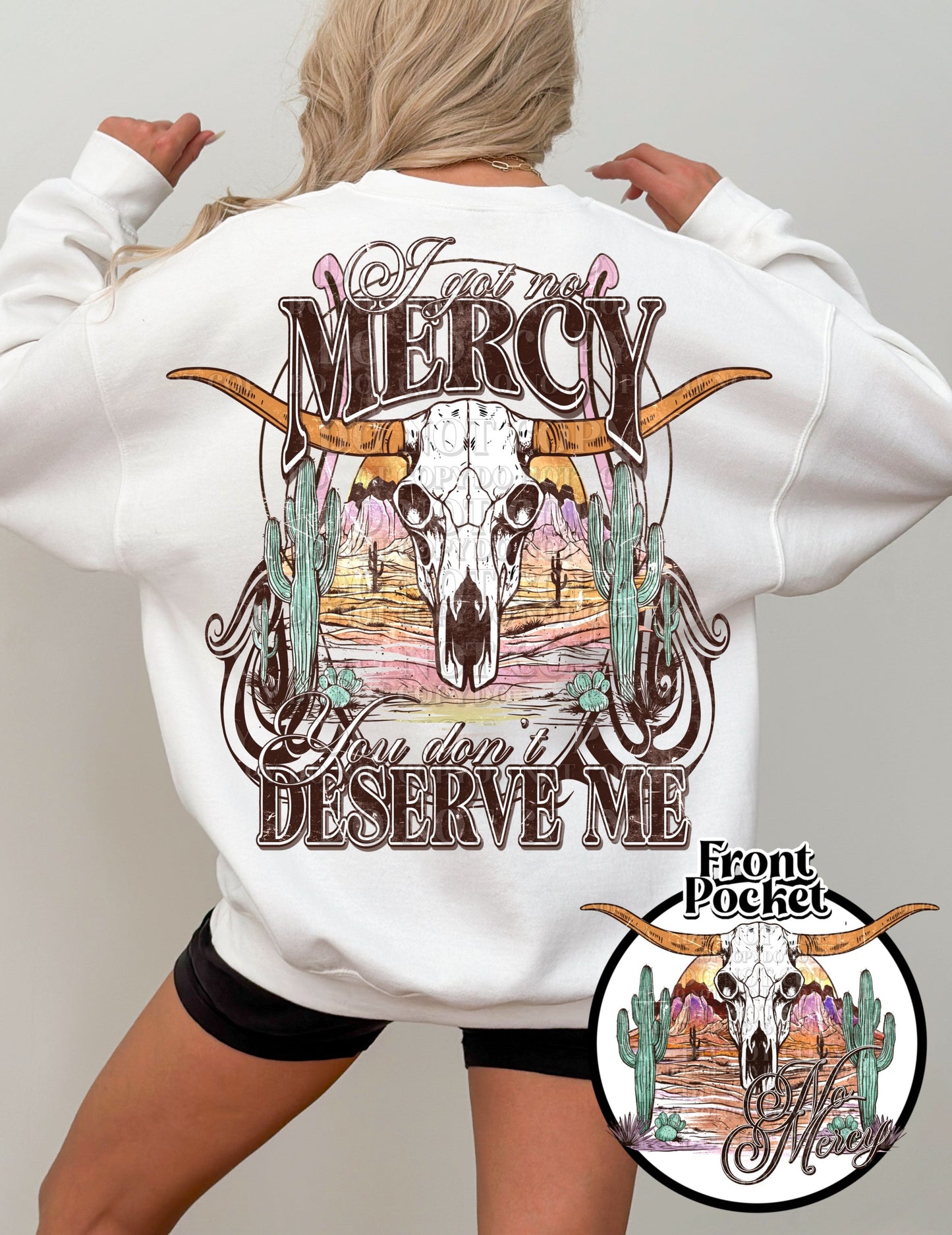 Rustic Vintage Mercy Sweatshirt or T-Shirt - Country Bull Head