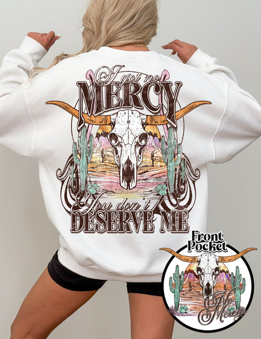 Rustic Vintage Mercy Sweatshirt or T-Shirt - Country Bull Head .