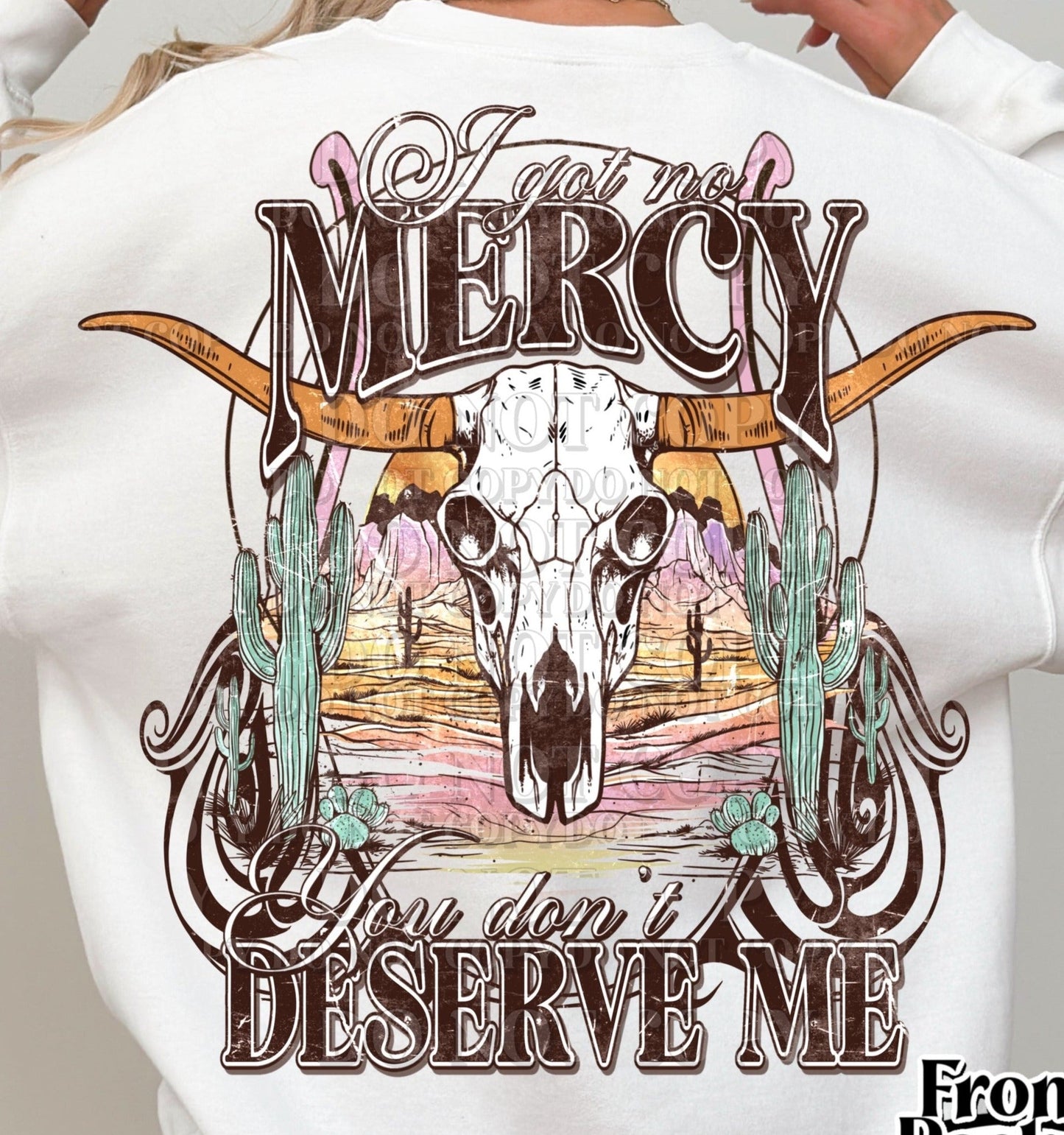 Rustic Vintage Mercy Sweatshirt or T-Shirt - Country Bull Head