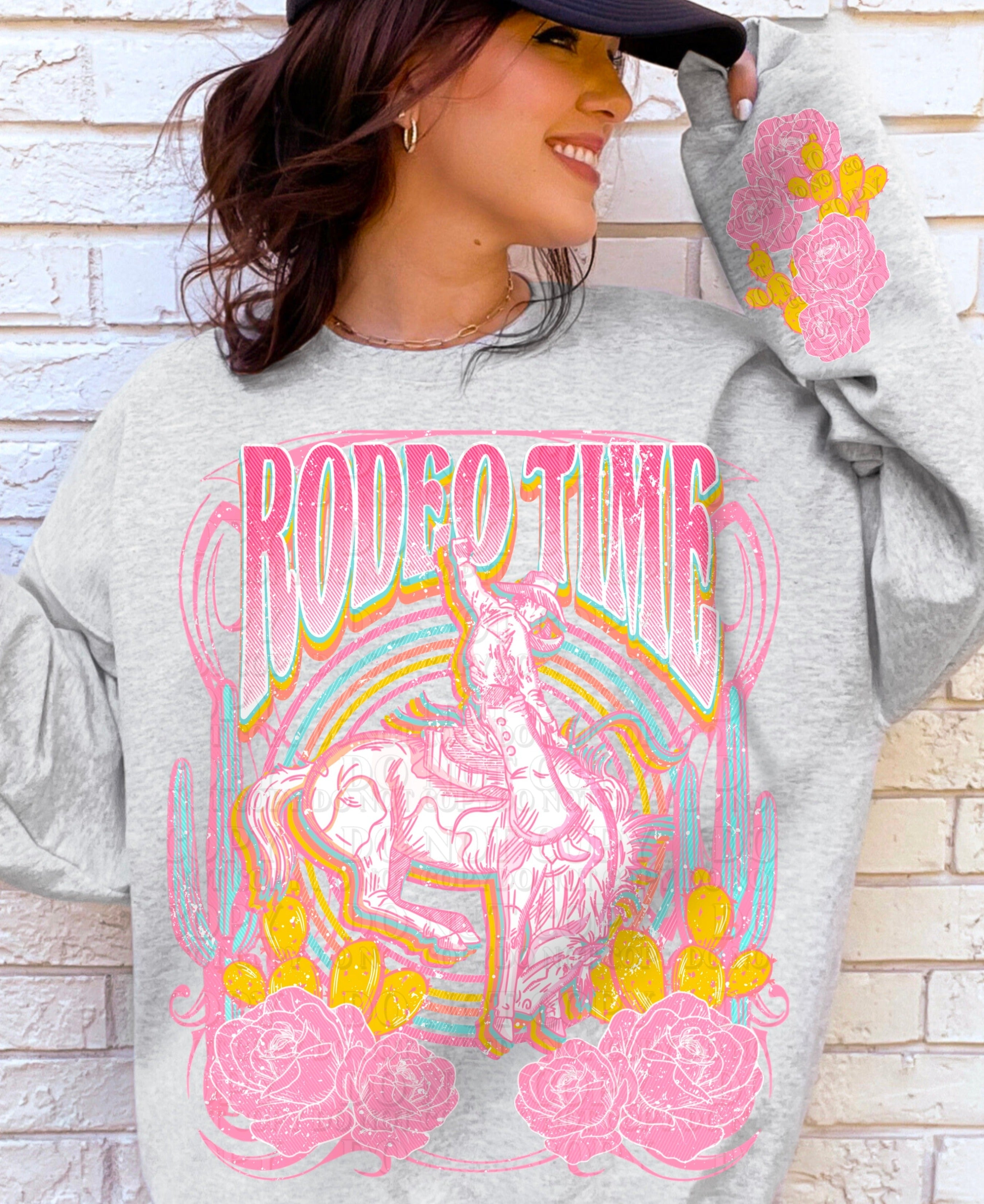 Pink Rodeo Tee T-Shirt Or Sweatshirt Western Rodeo Time / Pink Roses / Jumbo Offered ...
