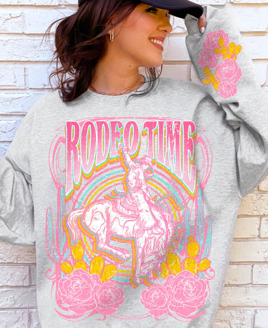 T-Shirt Or Sweatshirt  Western Rodeo Time / Pink Roses / Jumbo Offered .