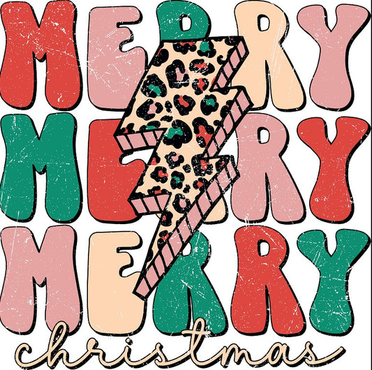 DTF Transfer Merry Merry Merry Christmas 11" Wide