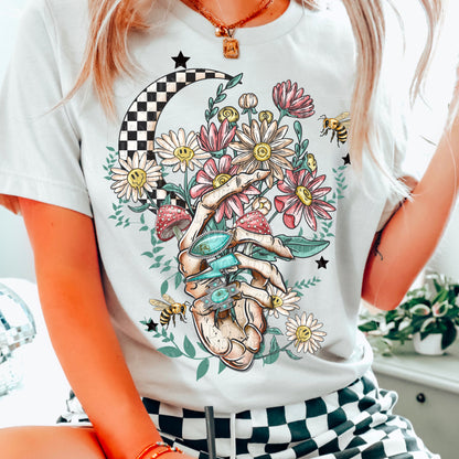 Western Style Skull Hands Print T-Shirt  Sweatshirt - Offered in Short Sleeves .