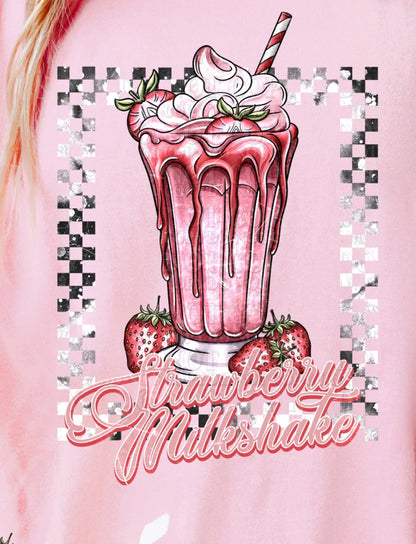 Sweatshirt Or T-Shirt Valentines Strawberry MilkShake  Sleeve offered