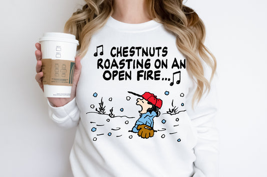 Sweatshirt Hoodie or T-Shirt Christmas  Peanuts Chestnuts Roasting Vintage .