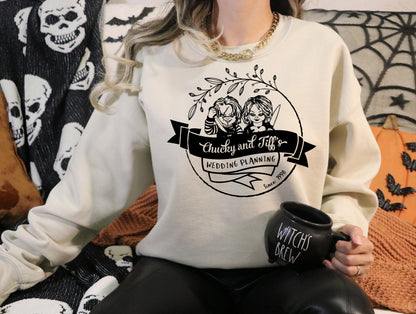 T-Shirt Or Sweatshirt Chucky and Bride Movie Parody Hoodie .