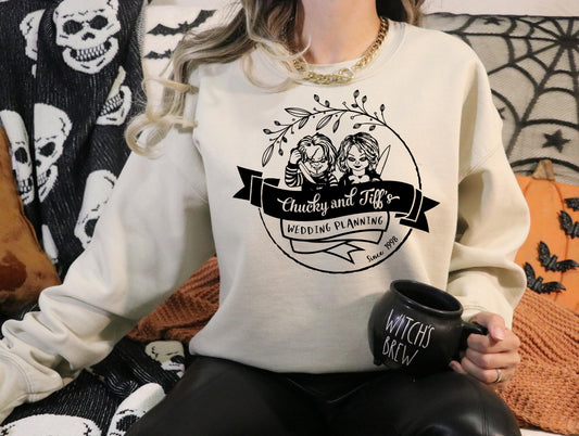 T-Shirt Or Sweatshirt Chucky and Bride Movie Parody Hoodie .