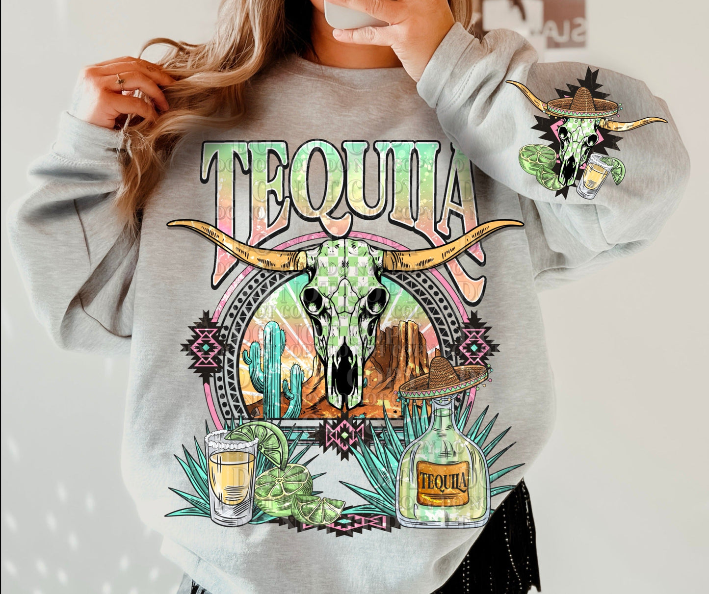 T-Shirt Or Sweatshirt Western Boho Summer Style Tequila .