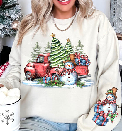 Sweatshirt or T-Shirt Christmas Vintage Christmas Truck Sleeves & Jumbo Print .