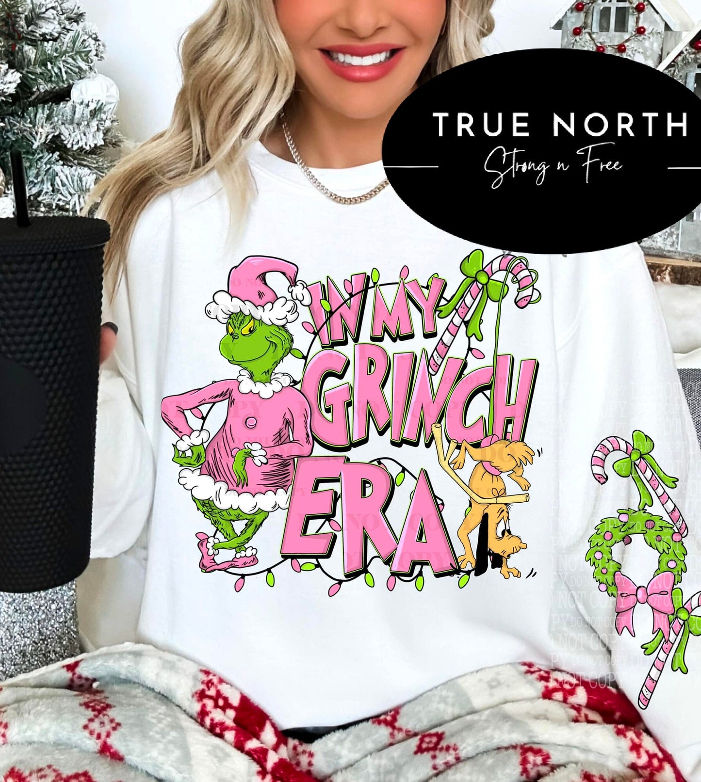 Sweatshirt or T-Shirt Christmas Grinch ERA Jumbo Sleeve Print .