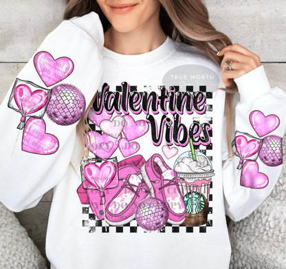 Spread Love with Our Valentines Vibes Sleeved Sweatshirt - Multiple Print Options Available .