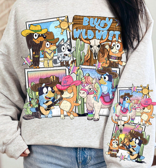 T-Shirt Or Sweatshirt Western Bluey Wild West - Jumbo Offered .