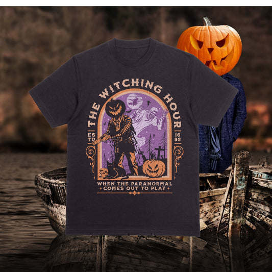 T-Shirt Or Sweatshirt  Fall Halloween The Witching Hour Jumbo Print .