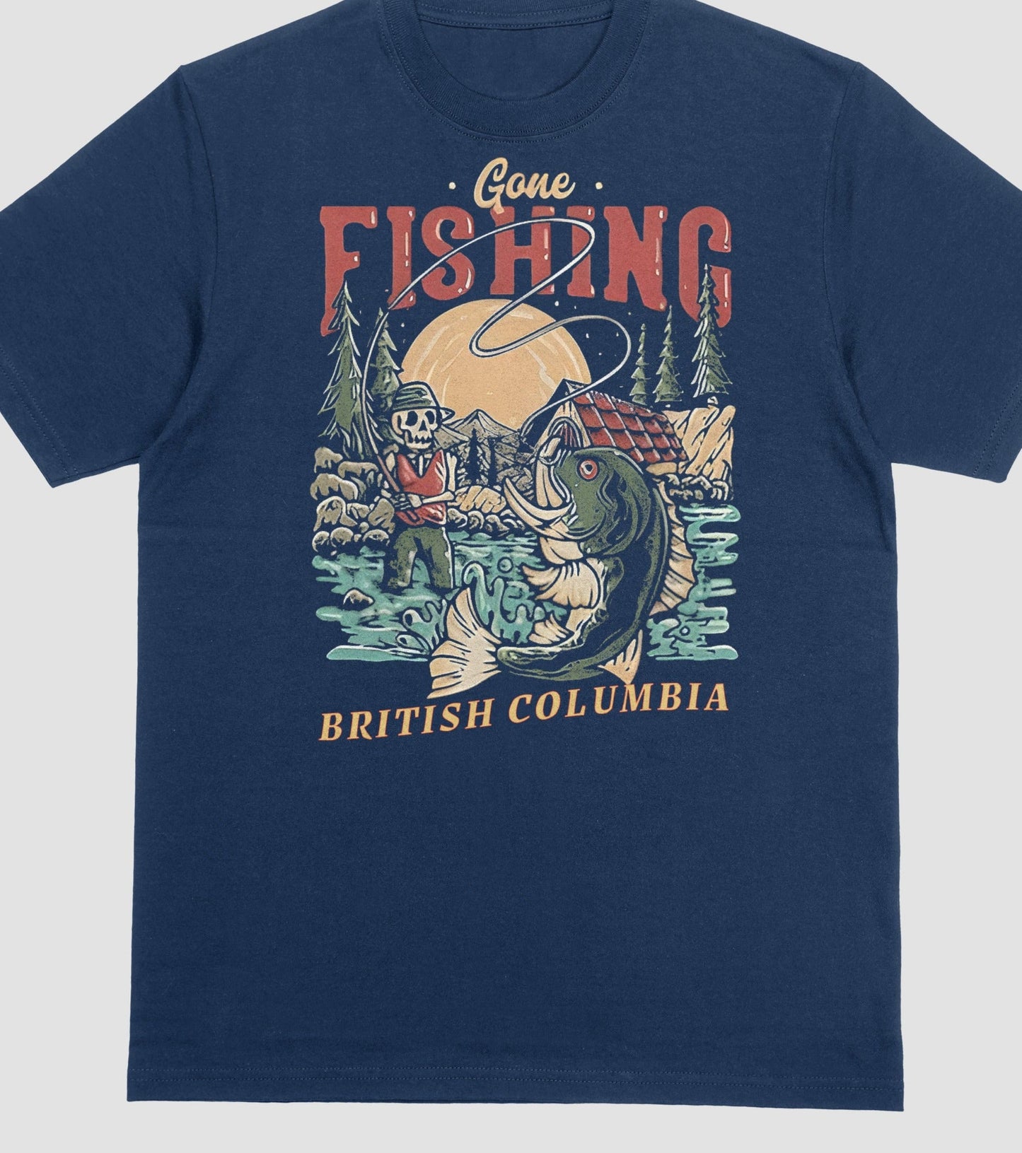 T-Shirt Or Sweatshirt Summer Skulls  Fishing  vintage   - Can Change Bottom