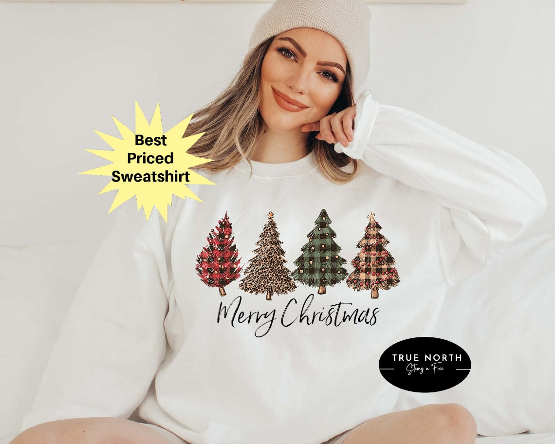 T-Shirt Or Sweatshirt  Christmas Plaid Trees .